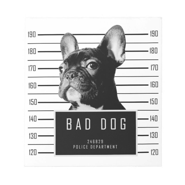 French Bulldog Mugshot Shirt Notizblock (Vorderseite)