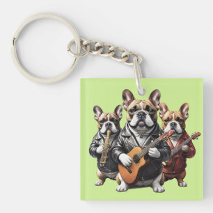 French Bulldog Musikband Französische Bulldoggen Schlüsselanhänger