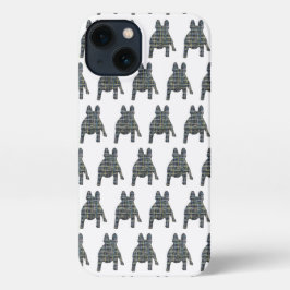 French Bulldog Niedlich Hund Silhouette Grid White iPhone Hülle