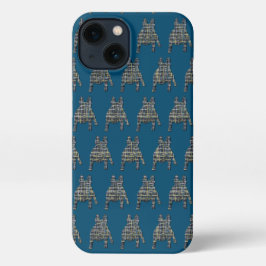French Bulldog Niedlich Hund Silhouette Grid White iPhone Hülle