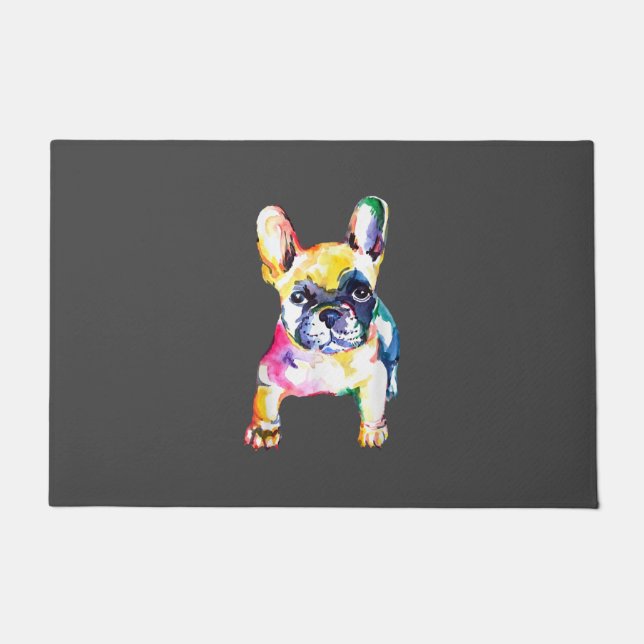 French Bulldog Original Watercolor Zeichne Geschen Fußmatte (Vorderseite)