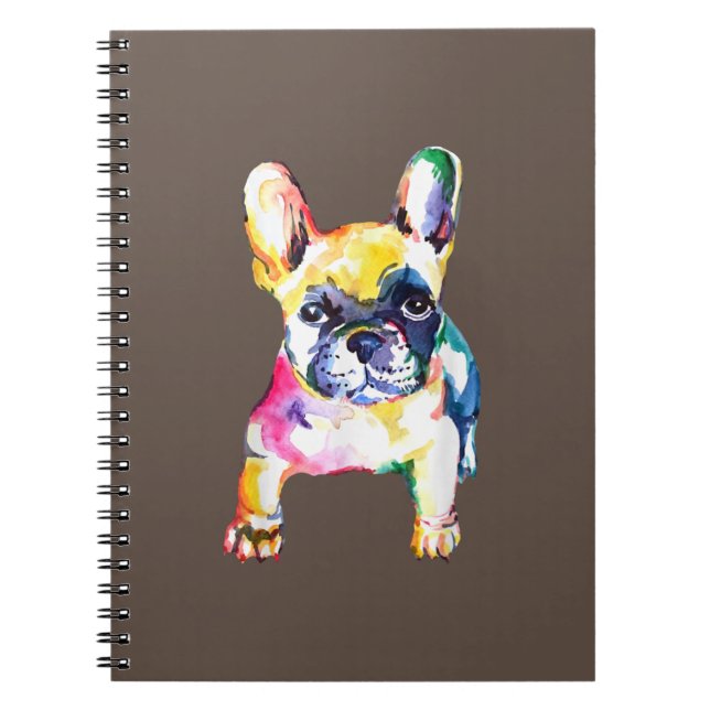 French Bulldog Original Watercolor Zeichne Geschen Notizblock (Vorderseite)