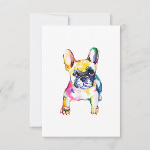 French Bulldog Original Watercolor Zeichne Geschen RSVP Karte