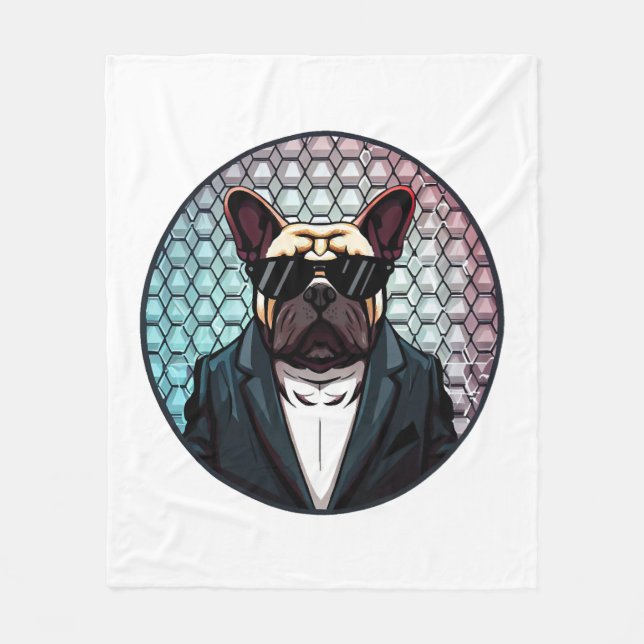 French Bulldog Party Man Fleecedecke (Vorderseite)