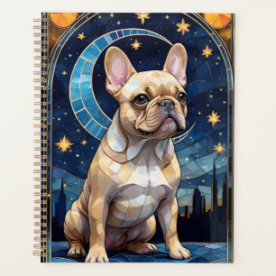 French Bulldog Pastel Stains Glass Night Sky Moon Planer