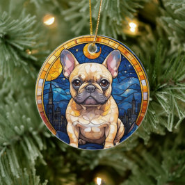 French Bulldog Pastell gesteinigt Glass City Night Keramik Ornament