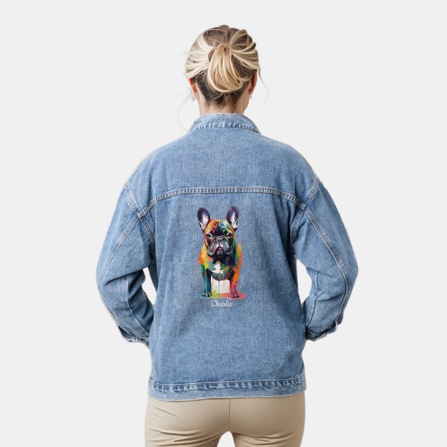 French Bulldog Personalisierte Wasserfarbe Kunst Jeansjacke (Modell)