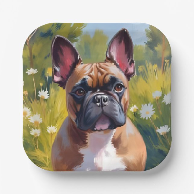 French Bulldog | Pet Painting Dog Pappteller (Vorderseite)