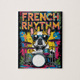 French Bulldog Playing Drums