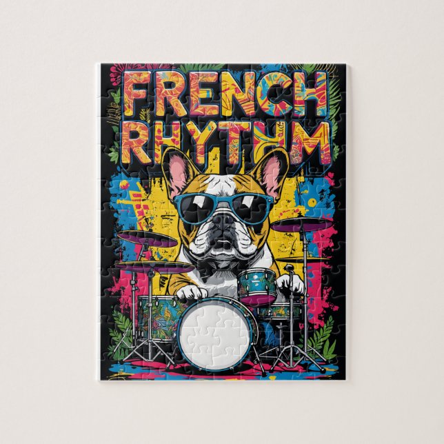 French Bulldog Playing Drums (Vertikal)