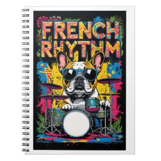 French Bulldog Playing Drums Notizblock