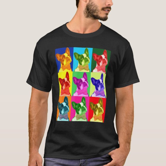 French Bulldog Pop Art Portrait Hunde T-Shirt (Vorderseite)