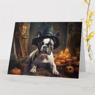French Bulldog Pumpkins Halloween Beängstigend Karte