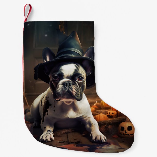 French Bulldog Pumpkins Halloween Beängstigend Kleiner Weihnachtsstrumpf (Vorderseite)