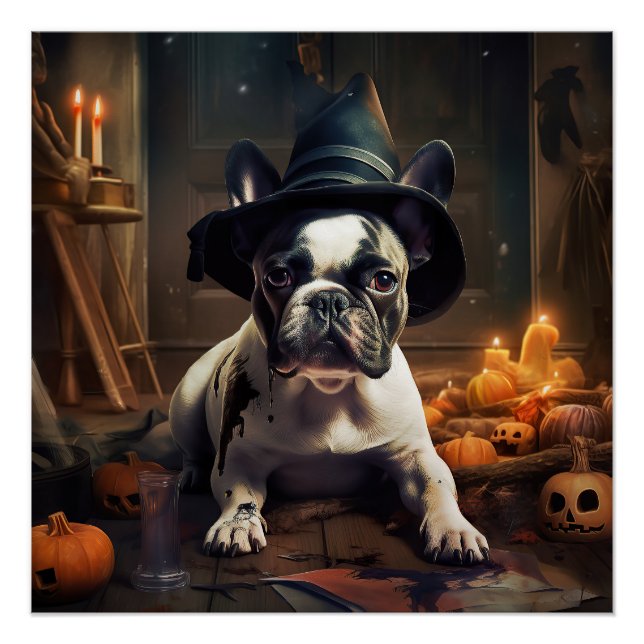 French Bulldog Pumpkins Halloween Beängstigend Poster (Vorderseite)
