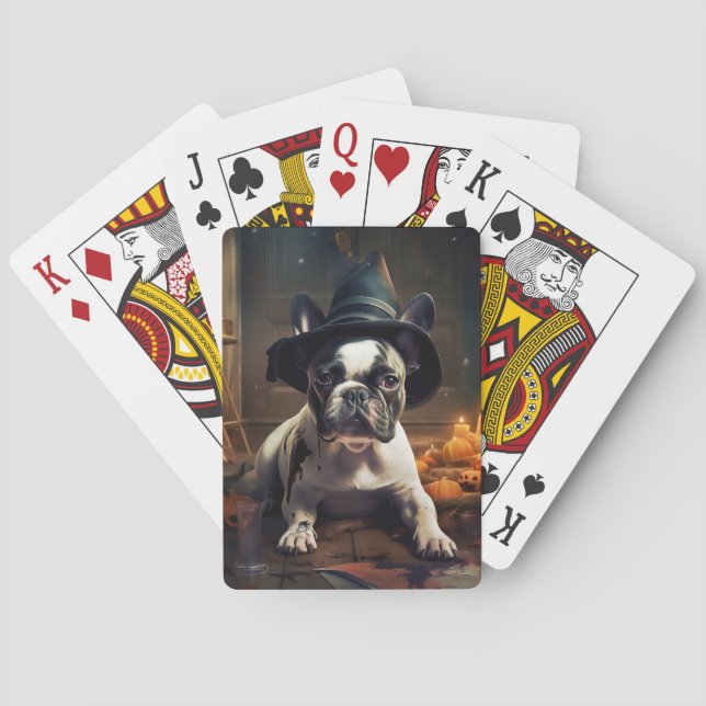 French Bulldog Pumpkins Halloween Beängstigend Spielkarten (Rückseite)