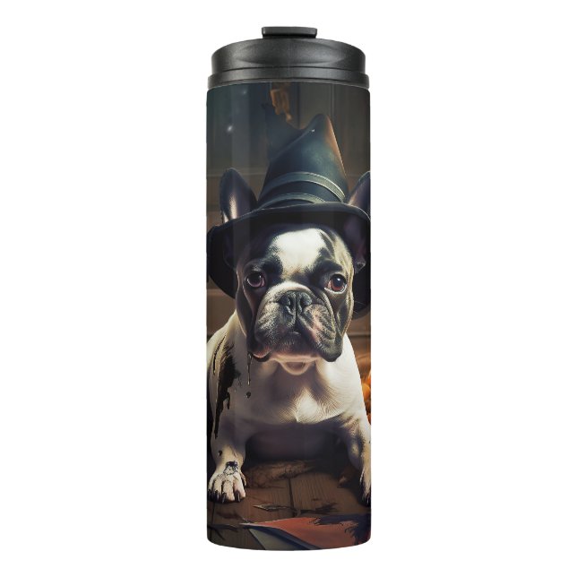 French Bulldog Pumpkins Halloween Beängstigend Thermosbecher (Vorderseite)