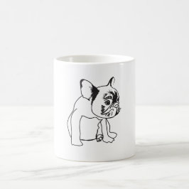 French Bulldog Puppy Black and White Zeichnend Tas Kaffeetasse