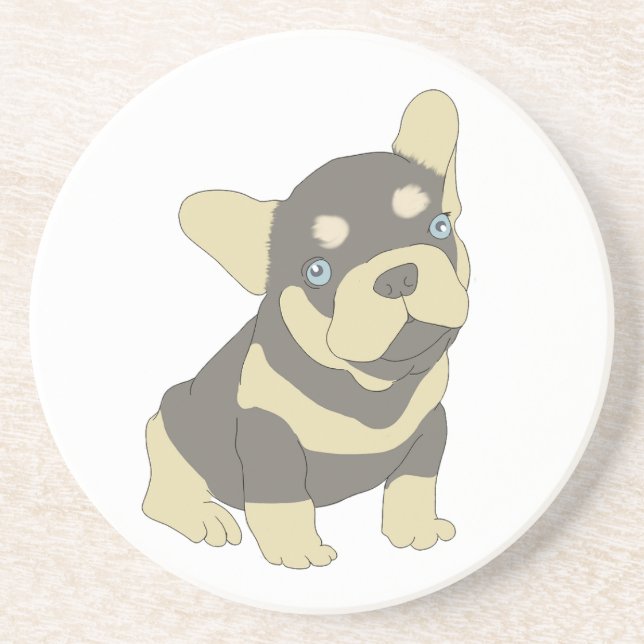 French Bulldog Puppy Cartoon Sandstone Untersetzer (Vorne)