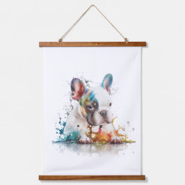 French Bulldog Puppy Frenchie Wandteppich Mit Holzrahmen