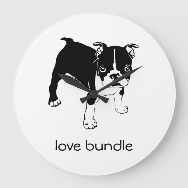 French Bulldog Puppy Liebe Armbanduhr Große Wanduhr (Vorderseite)