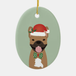 French Bulldog Rentier Christmas Lights Keramik Ornament