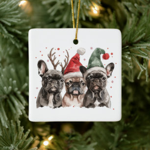 French Bulldog Rentierhunde Keramikornament