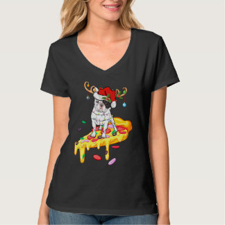 French Bulldog Riding Pizza French Bulldog Christm T-Shirt
