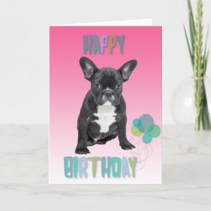 French Bulldog rose joyeuse carte de voeux d'anniv