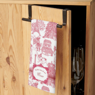 FRENCH BULLDOG Rote Toile Geschirrtuch