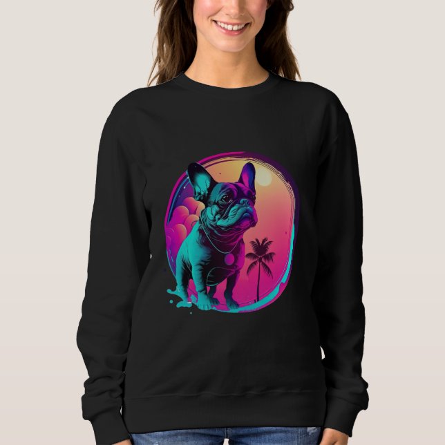 French Bulldog s Synthwave Dreamscape Sweatshirt (Vorderseite)
