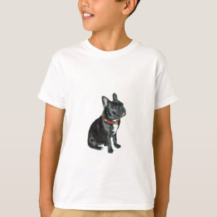 French Bulldog - Schwarz mit rotem Kragen T-Shirt