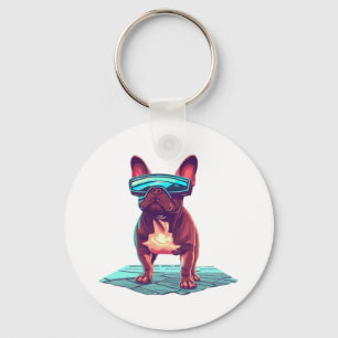 French Bulldog SciFi mit Cooler Sonnenbrille Schlüsselanhänger