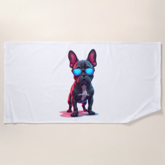 French Bulldog SciFi mit Cooler Sonnenbrille Strandtuch