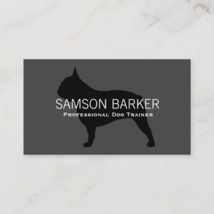French Bulldog Silhouette Black on Grey Dog Lover Visitenkarte