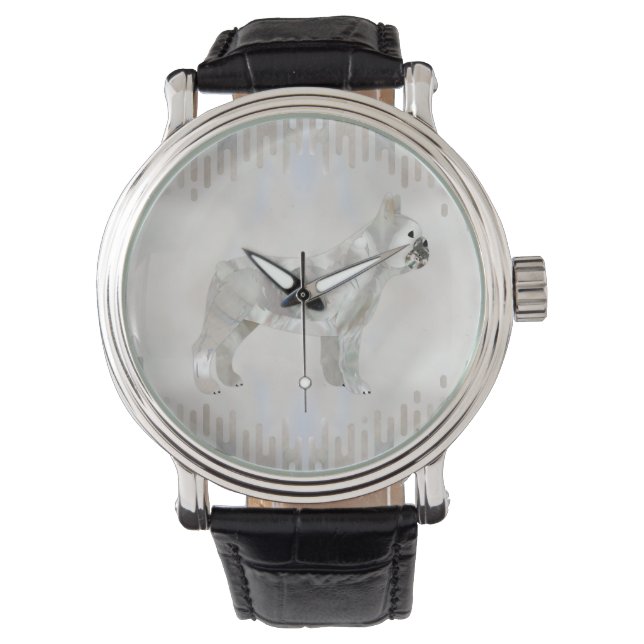 French Bulldog - Silhouette der Perle von Frankrei Armbanduhr (Vorderseite)