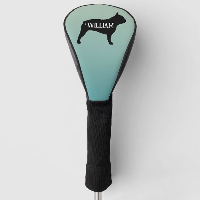 French Bulldog Silhouette Individuelle Name Golf Headcover (Vorderseite)