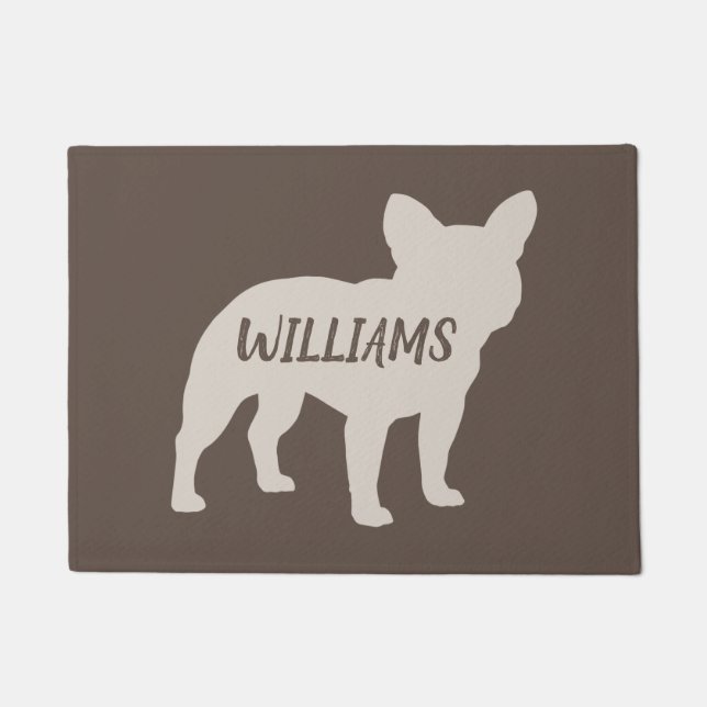 French Bulldog Silhouette Personalisiert Französis Fußmatte (Vorderseite)