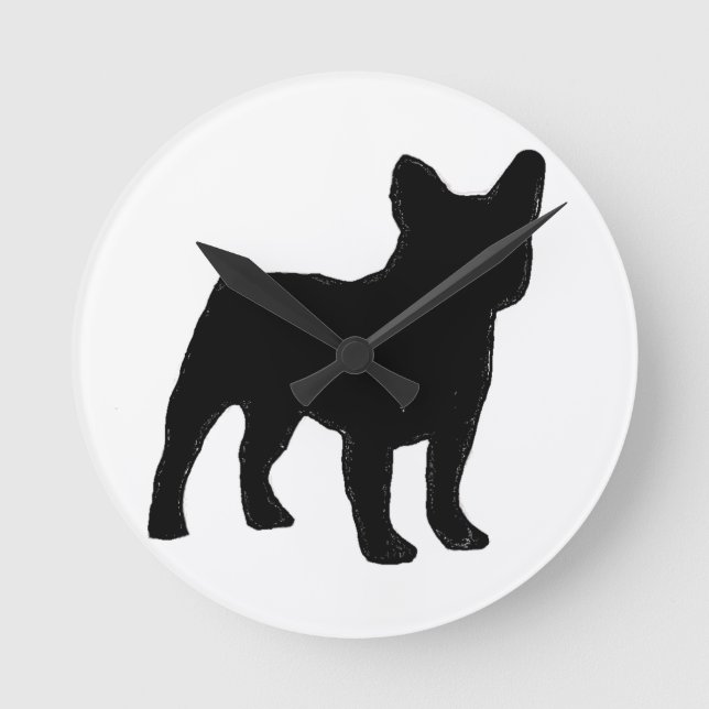 french bulldog silhouette runde wanduhr (Vorderseite)