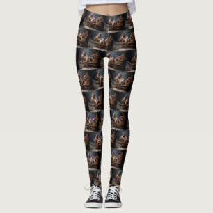 French Bulldog Snowy Sleigh Weihnachtsdekor Leggings