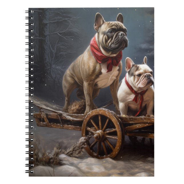 French Bulldog Snowy Sleigh Weihnachtsdekor Notizblock (Vorderseite)