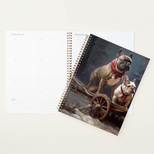 French Bulldog Snowy Sleigh Weihnachtsdekor Planer (Anzeige)