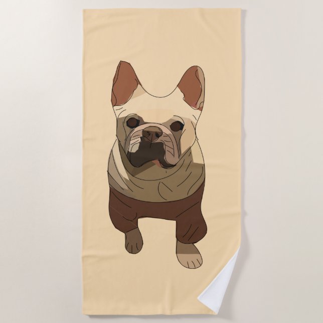 French Bulldog, Soft Peach Strandtuch (Vorderseite)
