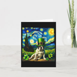 French Bulldog Starry Night St. Patricks Day Dog Karte