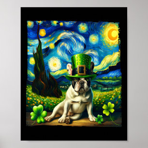 French Bulldog Starry Night St. Patricks Day Dog Poster