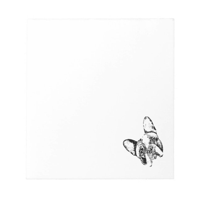 French Bulldog Stencil Head Tilt Notizblock (Vorderseite)