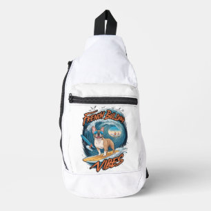 French Bulldog Surfing Frenchie Splash Crossbody Bag