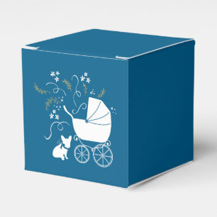French Bulldog Themenparty - Baby Dusche blau Geschenkschachtel