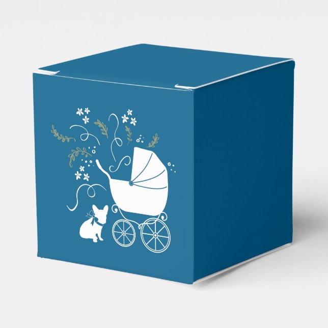 French Bulldog Themenparty - Baby Dusche blau Geschenkschachtel (Vorderseite)