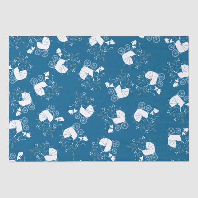 French Bulldog Themenparty - Baby Dusche blau Seidenpapier (Vorderseite)